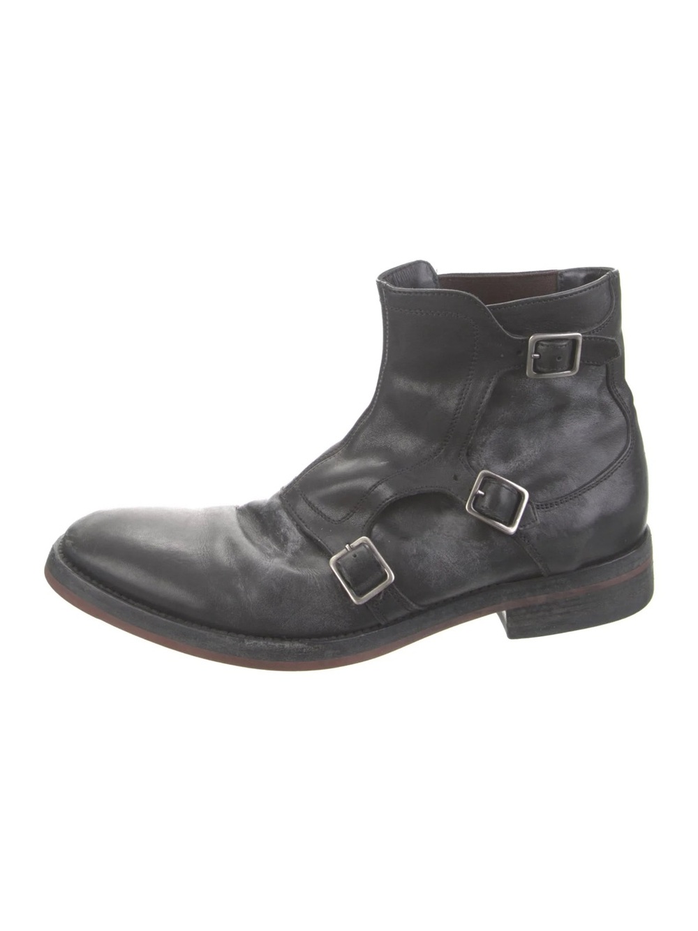 Alexander McQueen- Triple Monk Strap, Washed Leather Boots